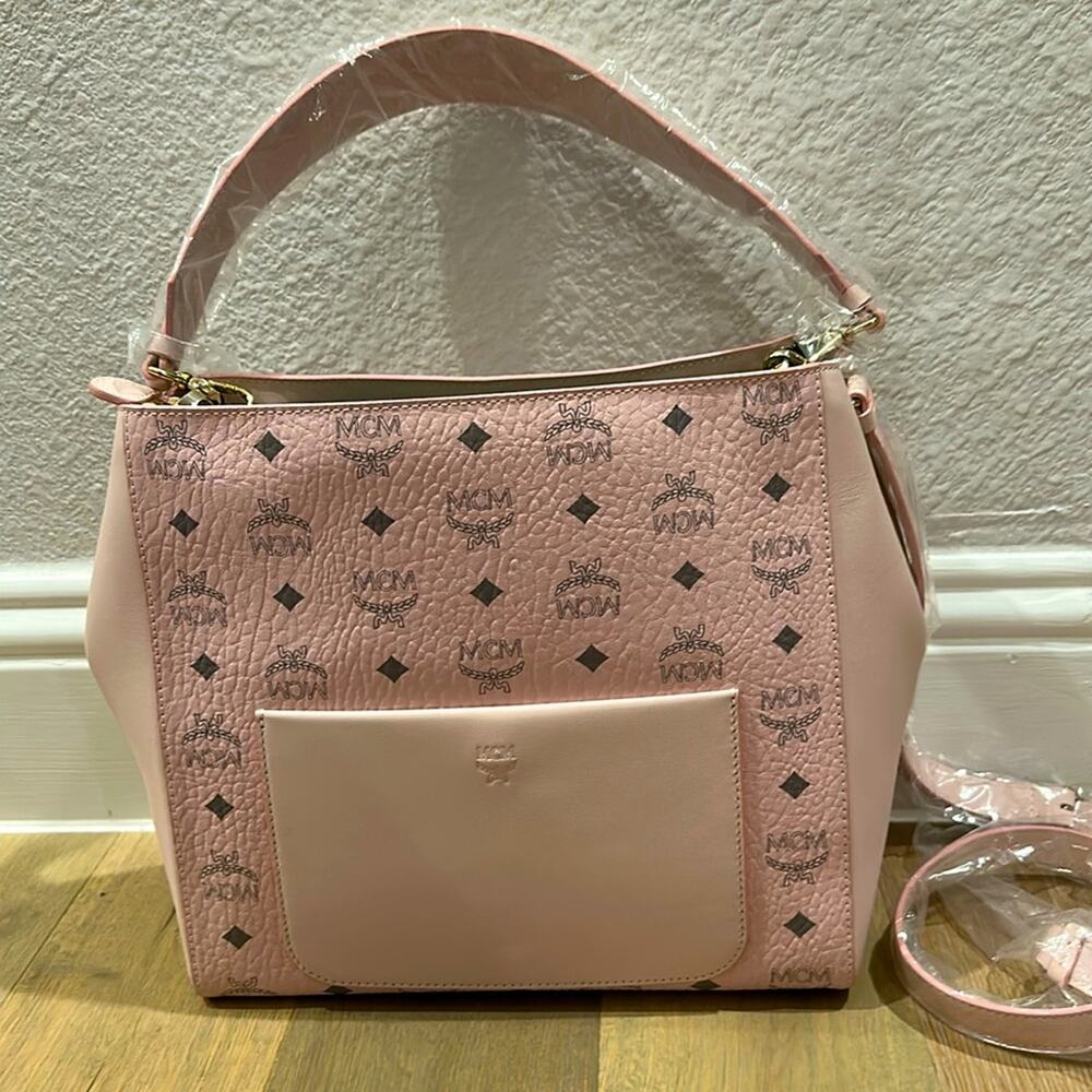 New MCM medium aren VI leather hobo shoulder bag / crossbody